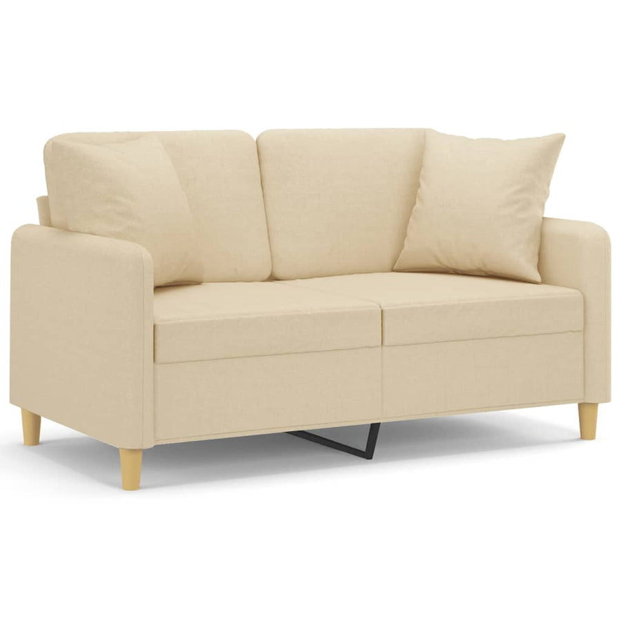 Tweezitsbank Met Sierkussens Stof Kleurig 120 cm Crème