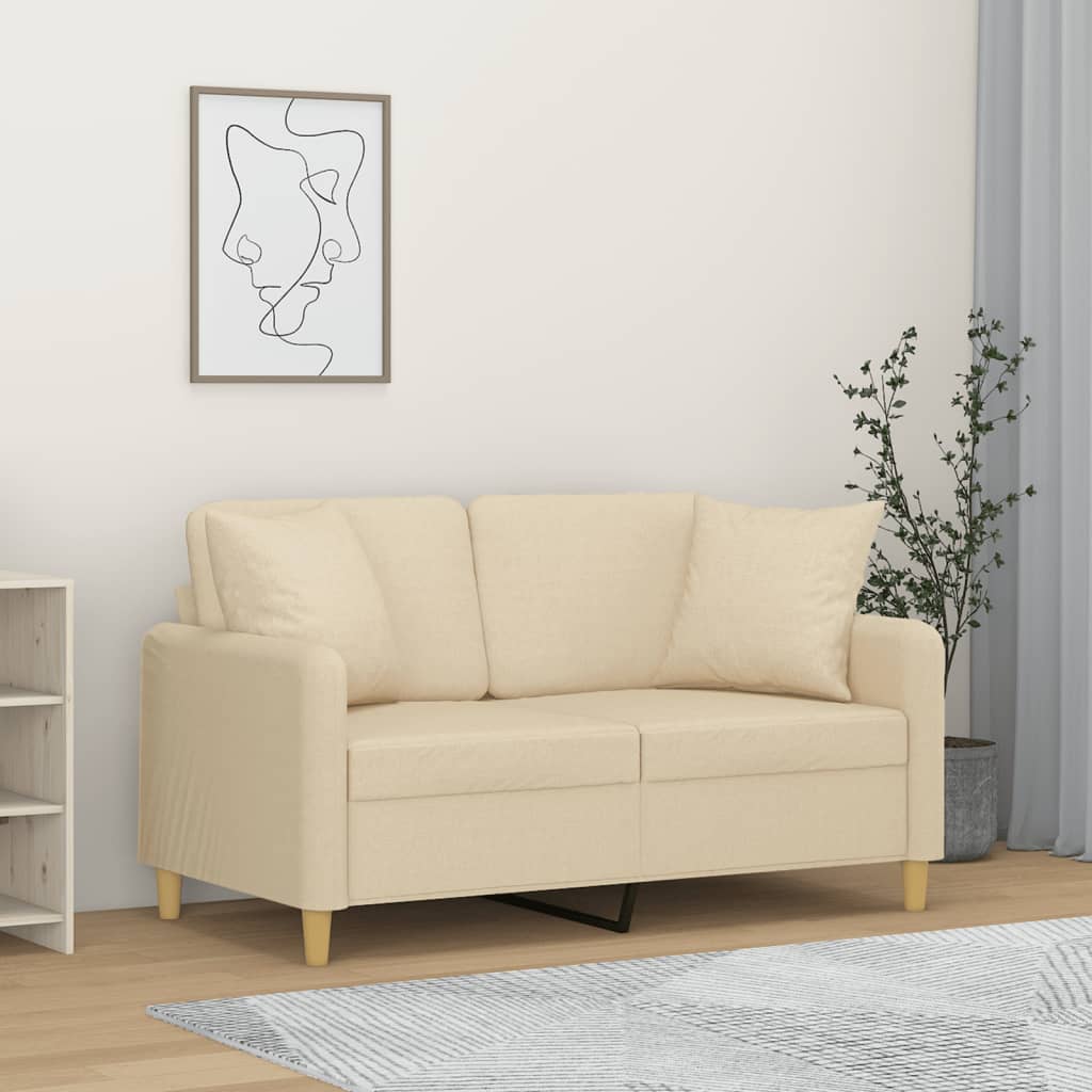 Tweezitsbank Met Sierkussens Stof Kleurig 120 cm Crème