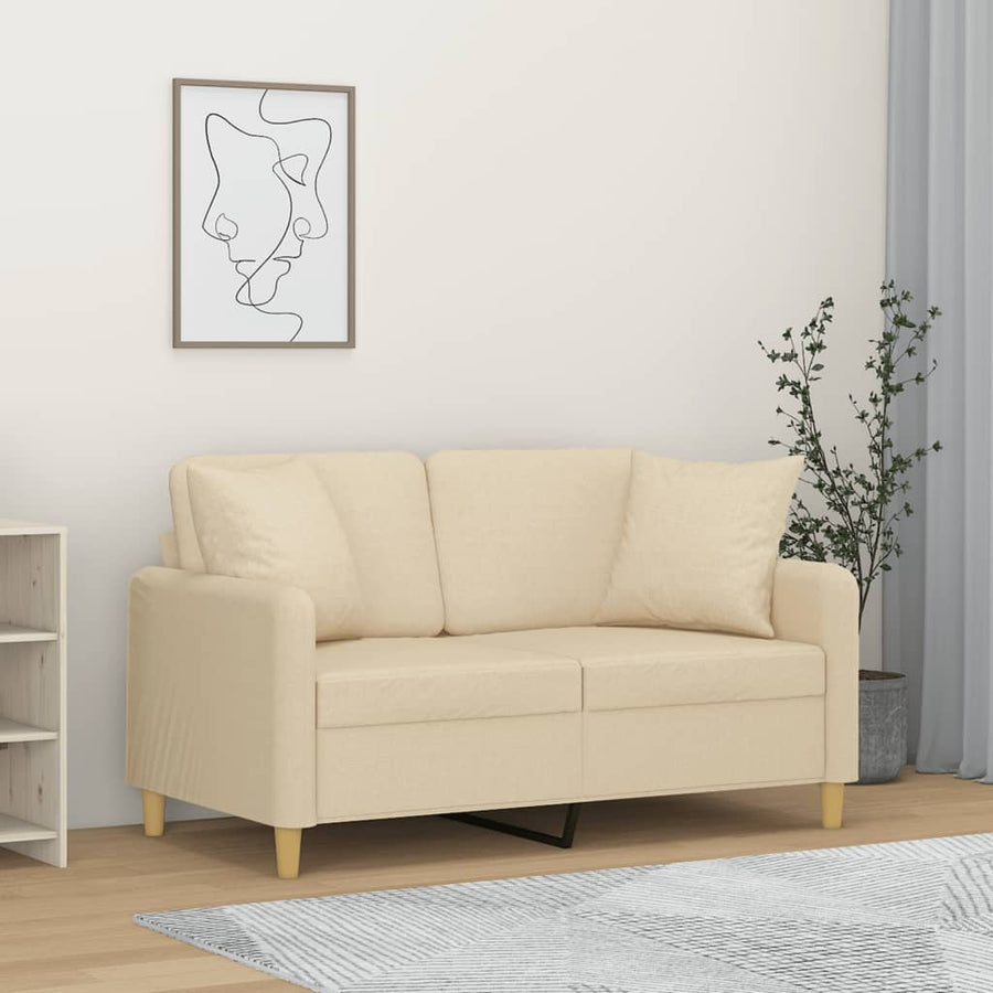 Tweezitsbank Met Sierkussens Stof Kleurig 120 cm Crème