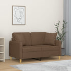 Tweezitsbank 120 cm stof bruin met sierkussens