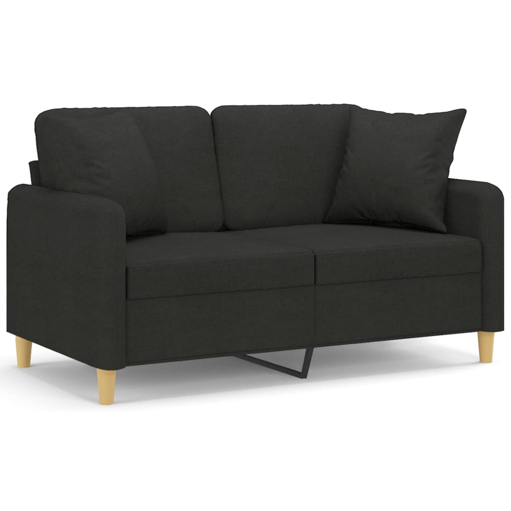 Tweezitsbank Met Sierkussens Stof 120 cm Zwart