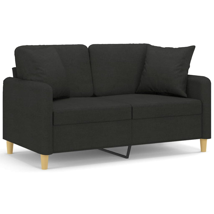 Tweezitsbank Met Sierkussens Stof 120 cm Zwart