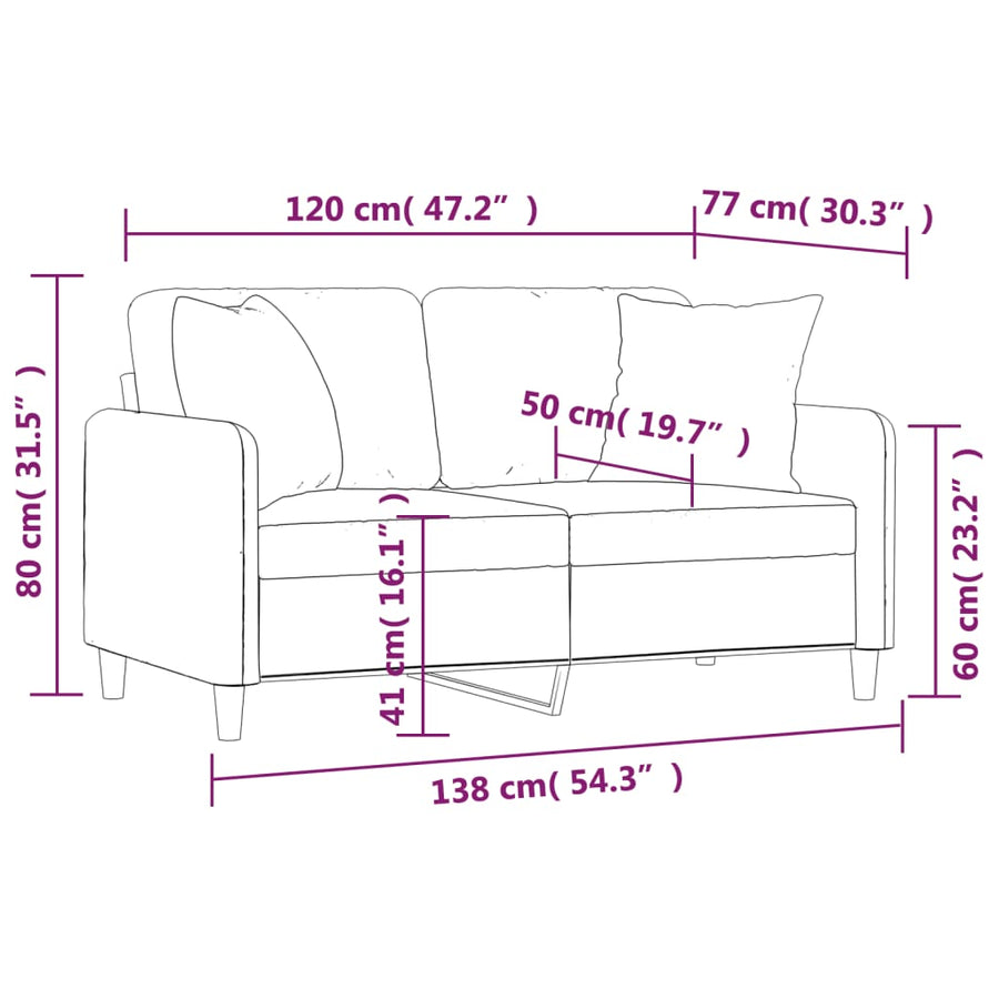 Tweezitsbank Met Sierkussens Stof 120 cm Zwart