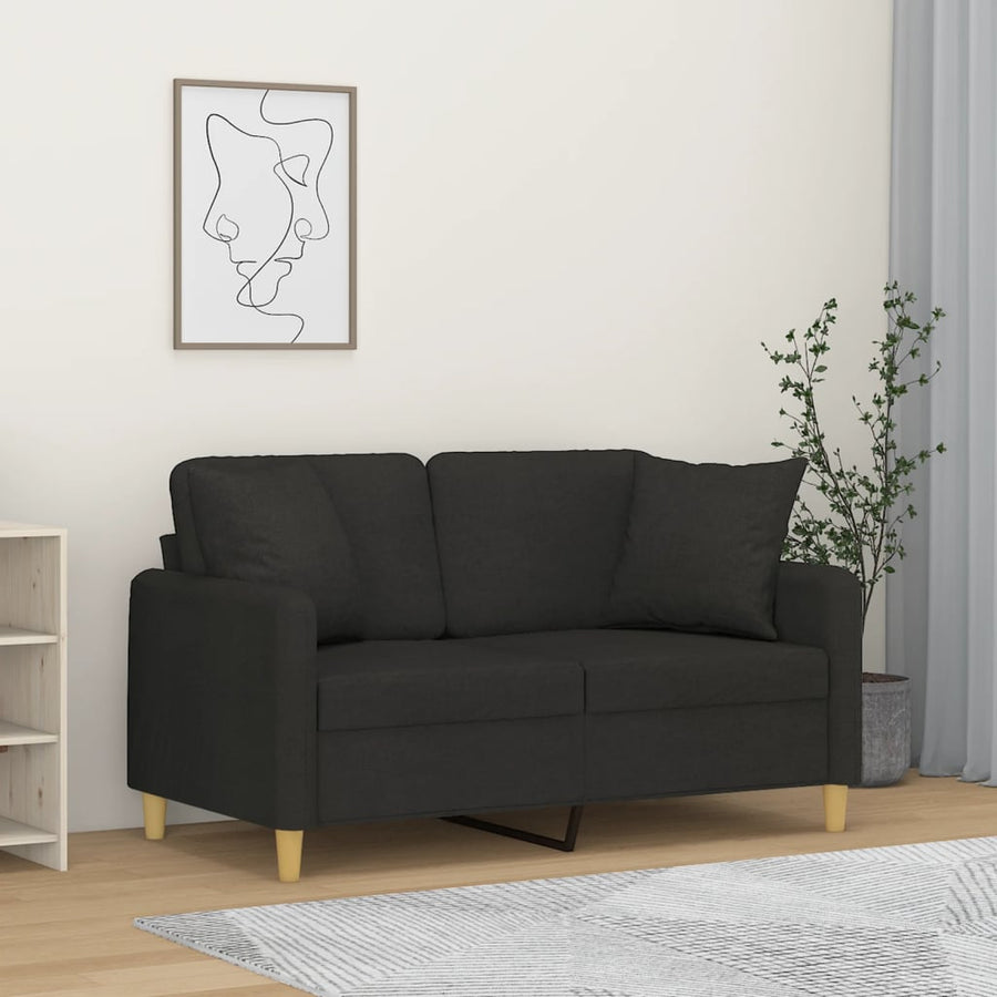 Tweezitsbank Met Sierkussens Stof 120 cm Zwart