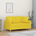 Tweezitsbank 120 cm stof geel met sierkussens