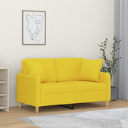 Tweezitsbank 120 cm stof geel met sierkussens