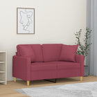 Tweezitsbank 120 cm stof wijnrood met sierkussens
