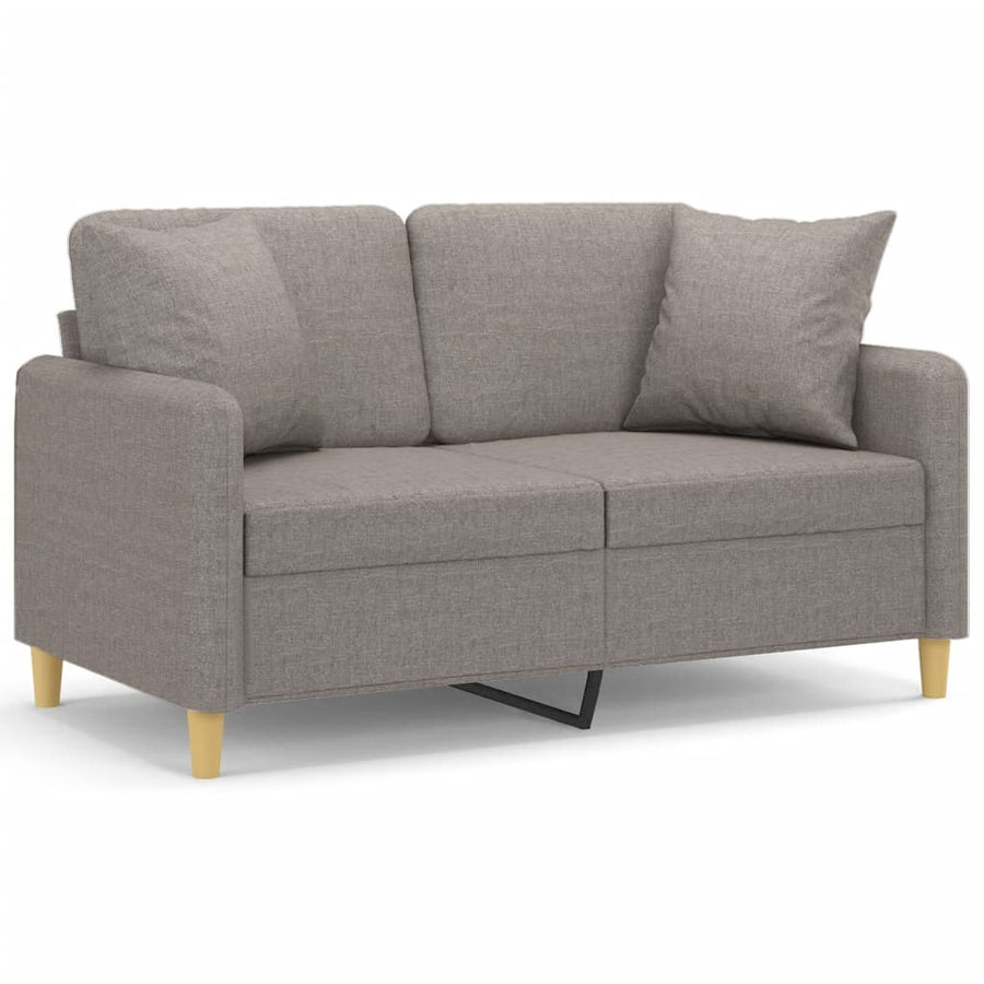 Tweezitsbank Met Sierkussens Stof 120 cm Taupe