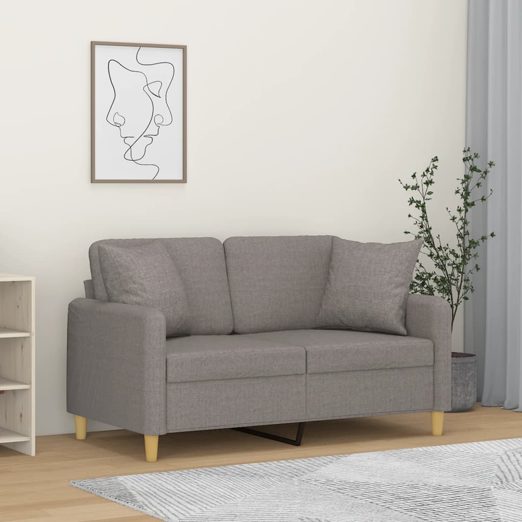 Tweezitsbank Met Sierkussens Stof 120 cm Taupe