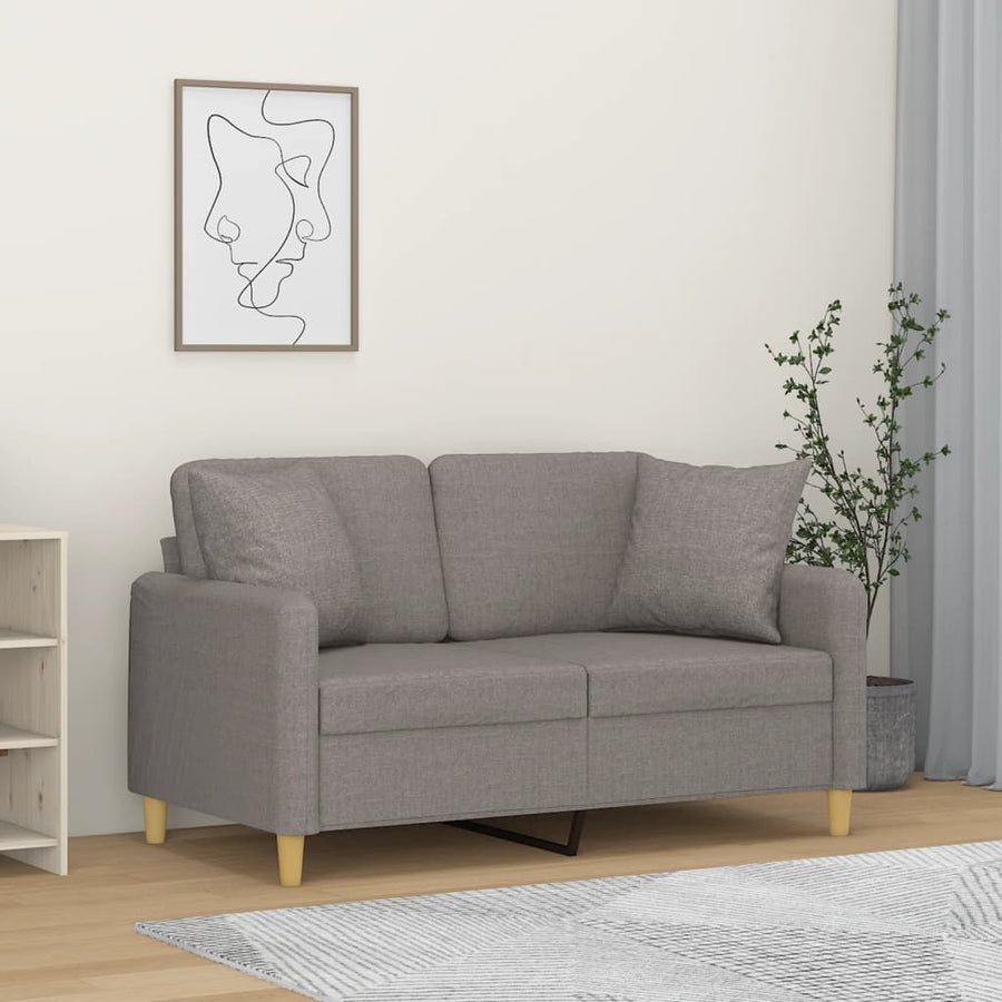 Tweezitsbank Met Sierkussens Stof 120 cm Taupe
