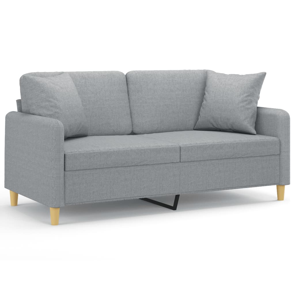 Tweezitsbank Met Sierkussens Stof 140 cm Lichtgrijs