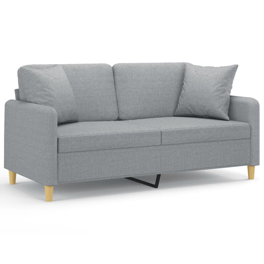 Tweezitsbank Met Sierkussens Stof 140 cm Lichtgrijs