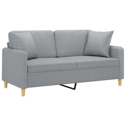 Tweezitsbank Met Sierkussens Stof 140 cm Lichtgrijs