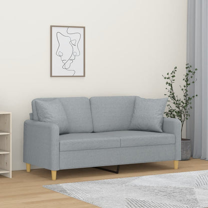 Tweezitsbank Met Sierkussens Stof 140 cm Lichtgrijs
