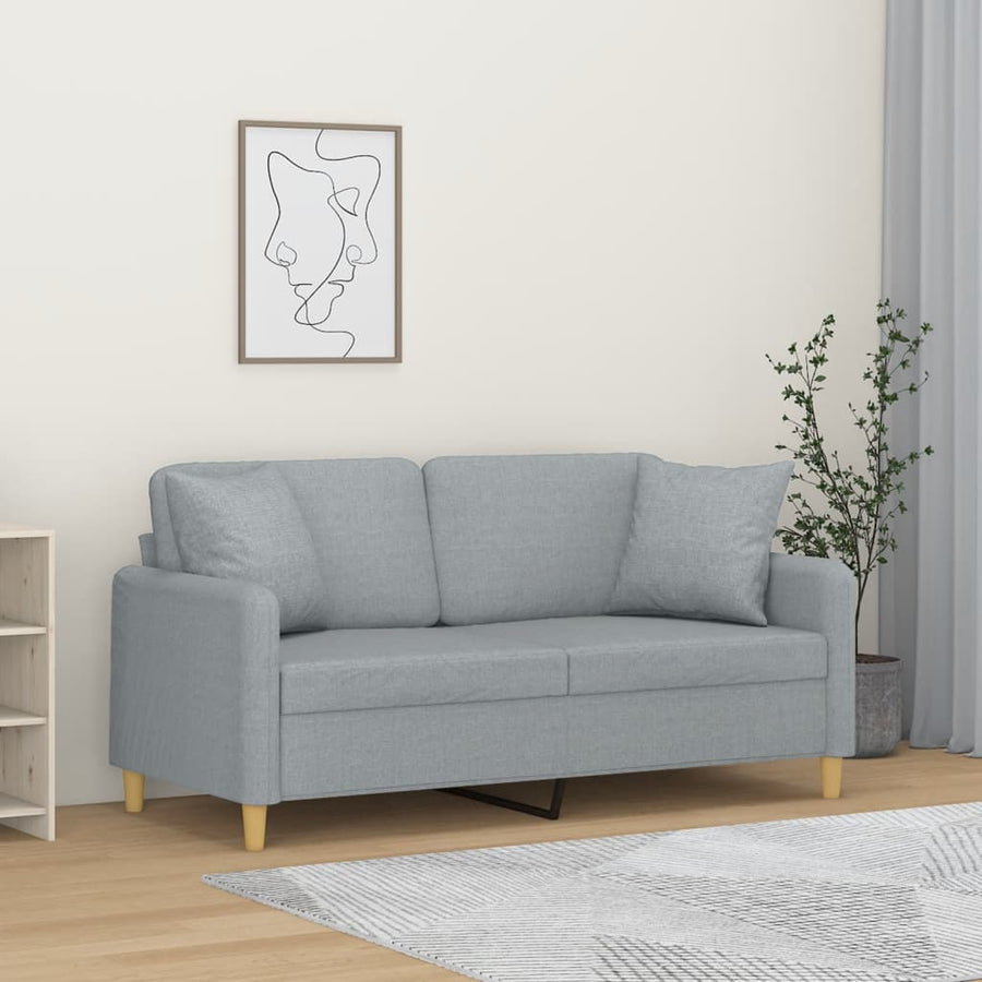 Tweezitsbank Met Sierkussens Stof 140 cm Lichtgrijs
