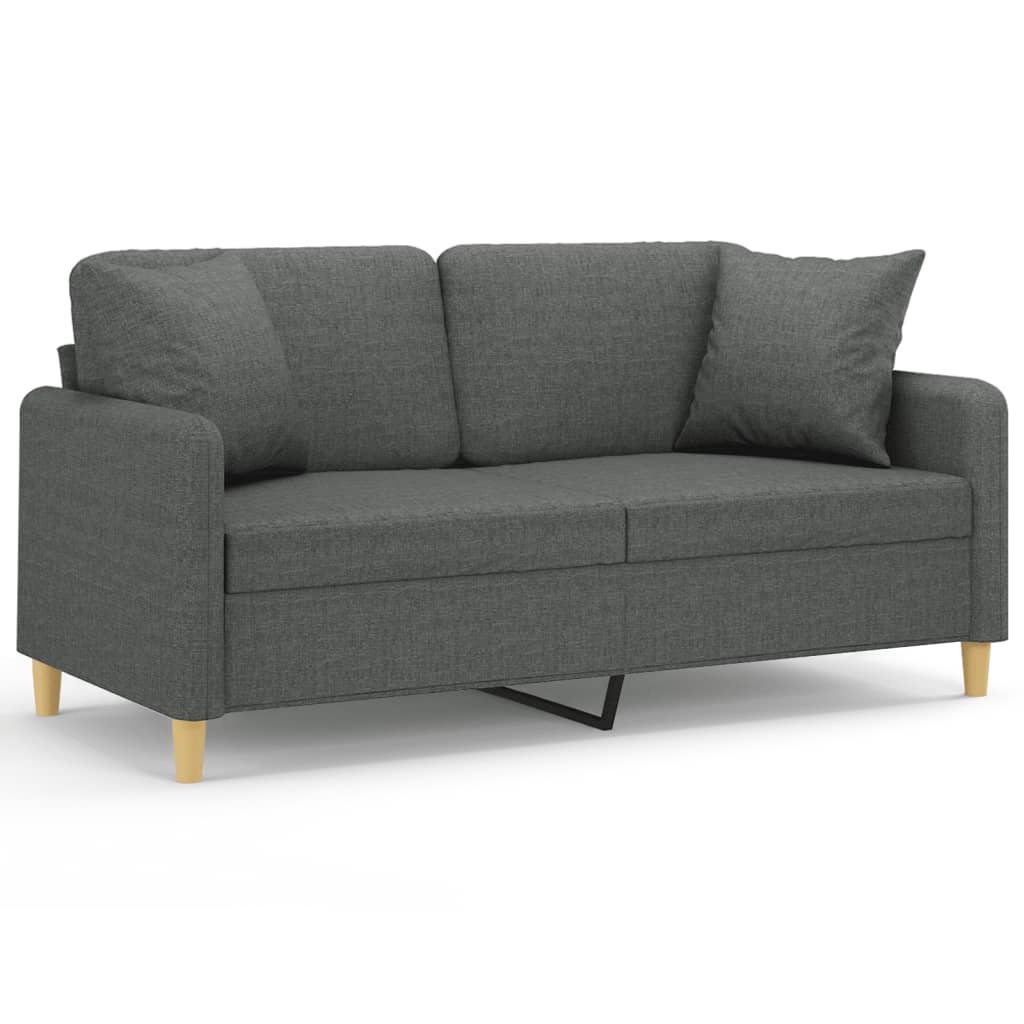 Tweezitsbank Met Sierkussens Stof 140 cm Donkergrijs