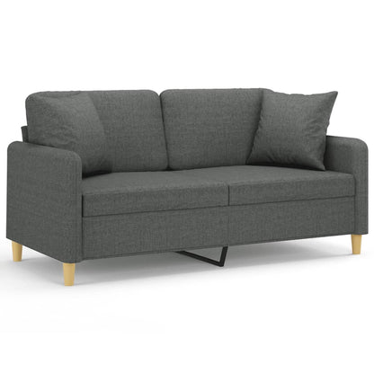 Tweezitsbank Met Sierkussens Stof 140 cm Donkergrijs