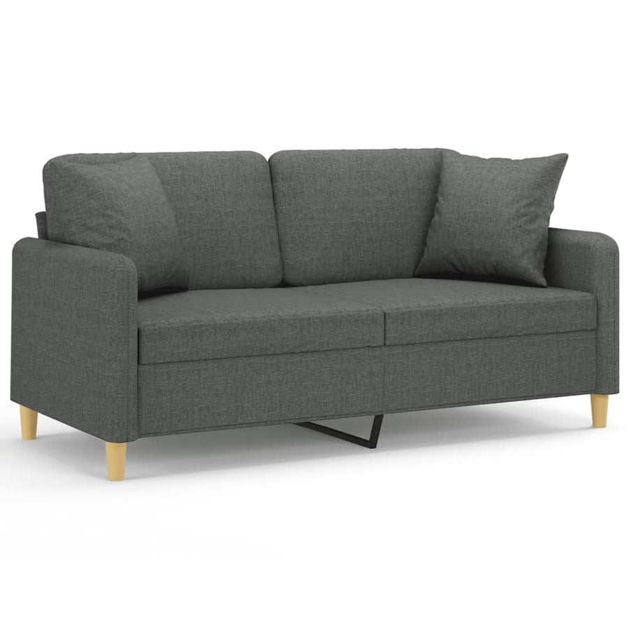 Tweezitsbank Met Sierkussens Stof 140 cm Donkergrijs