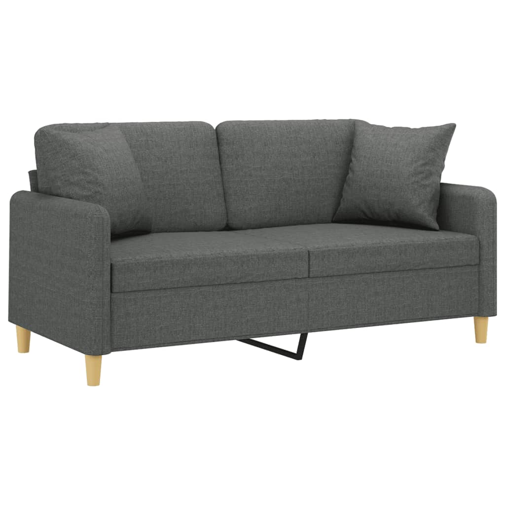 Tweezitsbank Met Sierkussens Stof 140 cm Donkergrijs