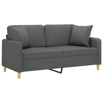 Tweezitsbank Met Sierkussens Stof 140 cm Donkergrijs