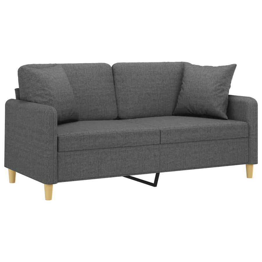 Tweezitsbank Met Sierkussens Stof 140 cm Donkergrijs