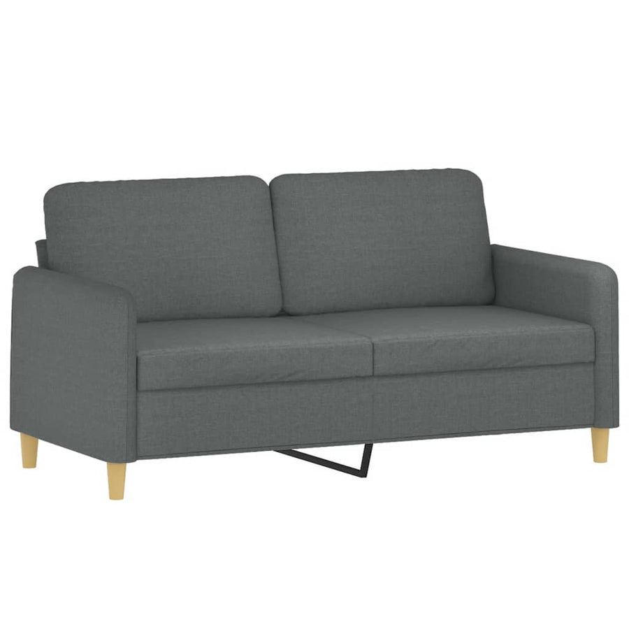 Tweezitsbank Met Sierkussens Stof 140 cm Donkergrijs