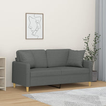 Tweezitsbank Met Sierkussens Stof 140 cm Donkergrijs