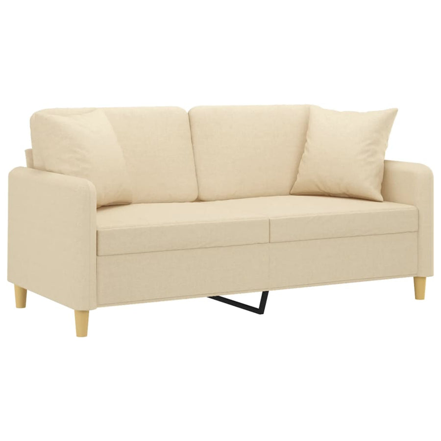 Tweezitsbank Met Sierkussens Stof Kleurig 140 cm Crème