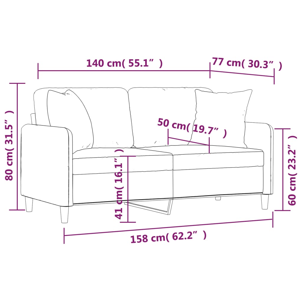 Tweezitsbank Met Sierkussens Stof Kleurig 140 cm Crème