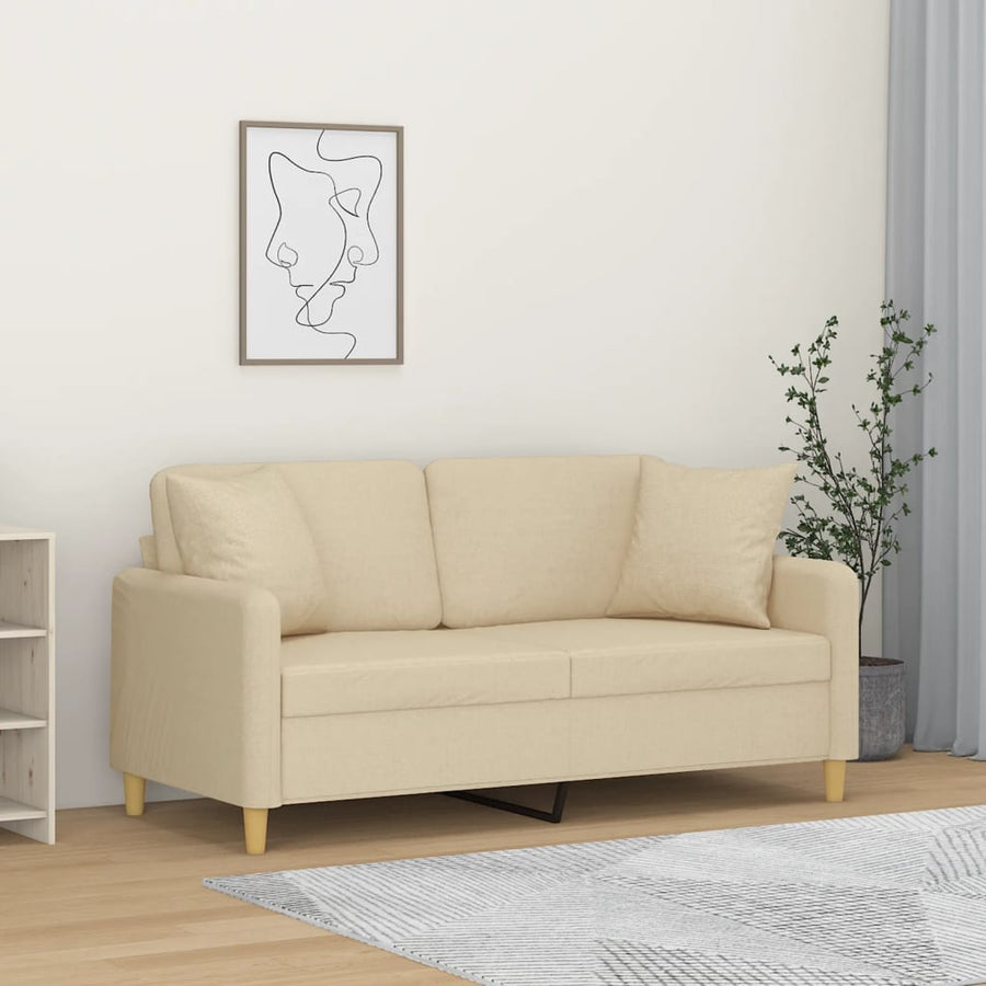Tweezitsbank Met Sierkussens Stof Kleurig 140 cm Crème