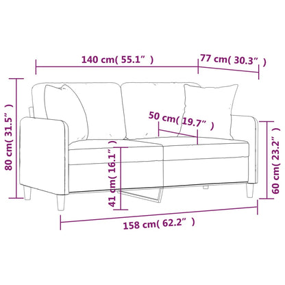 Tweezitsbank met sierkussens 140 cm stof bruin