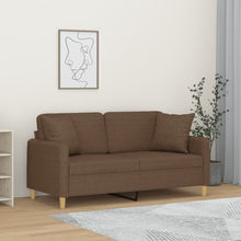 Tweezitsbank met sierkussens 140 cm stof bruin