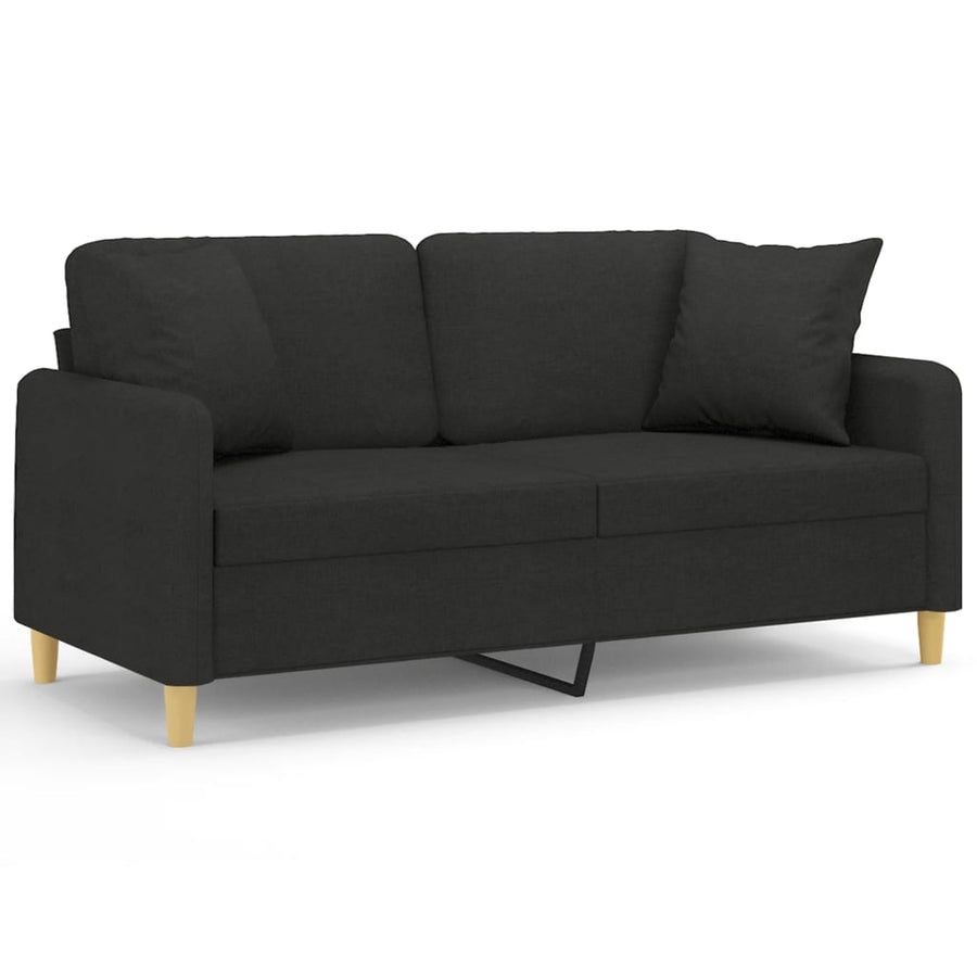 Tweezitsbank Met Sierkussens Stof 140 cm Zwart