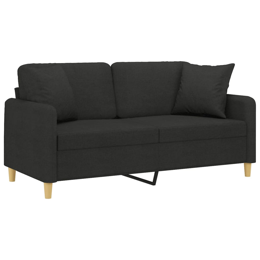 Tweezitsbank Met Sierkussens Stof 140 cm Zwart