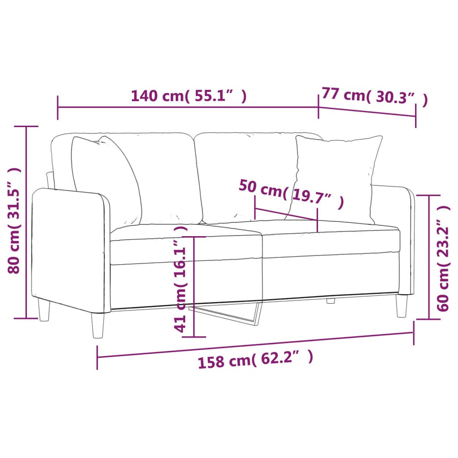 Tweezitsbank Met Sierkussens Stof 140 cm Zwart