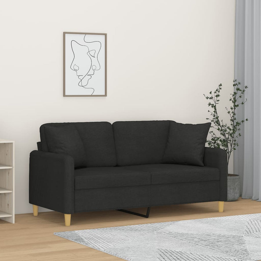 Tweezitsbank Met Sierkussens Stof 140 cm Zwart