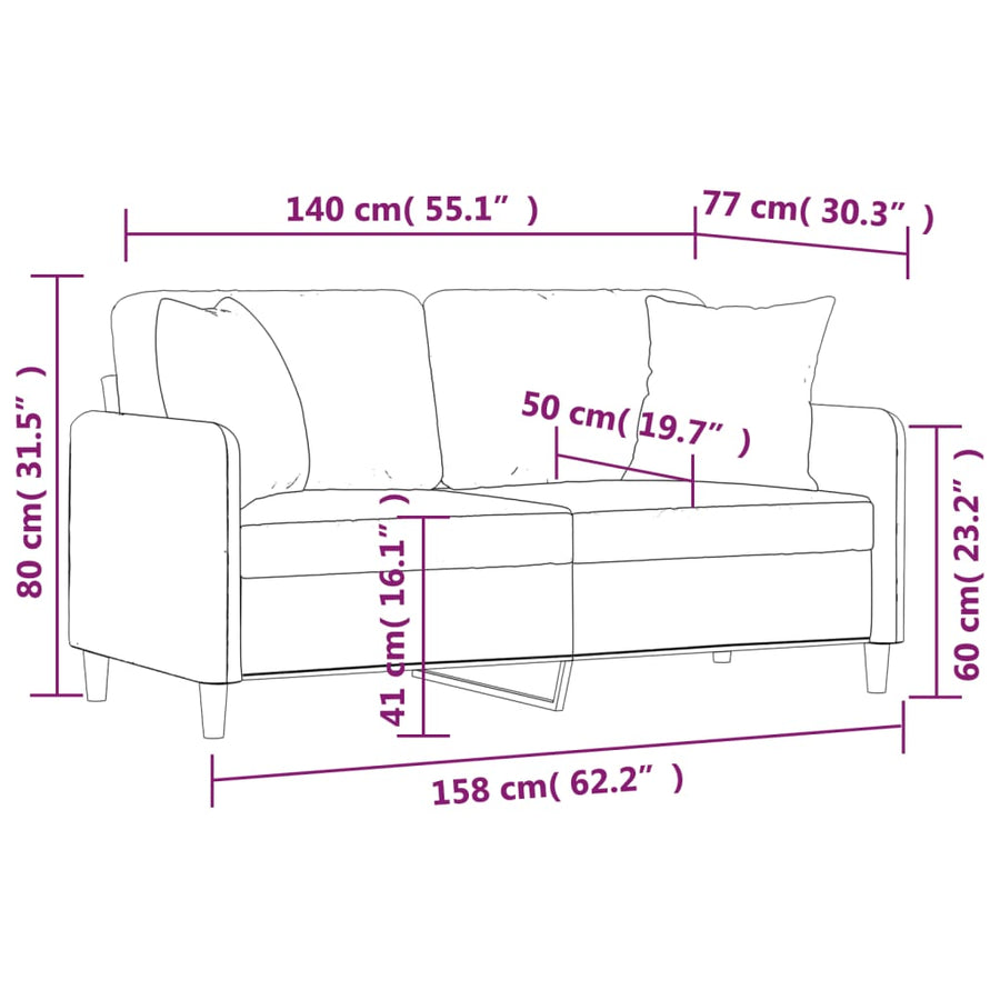 Tweezitsbank Met Sierkussens Stof 140 cm
