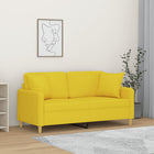 Tweezitsbank 140 cm geel met sierkussens stof