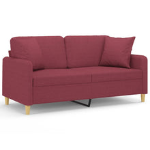 Tweezitsbank met sierkussens 140 cm stof wijnrood