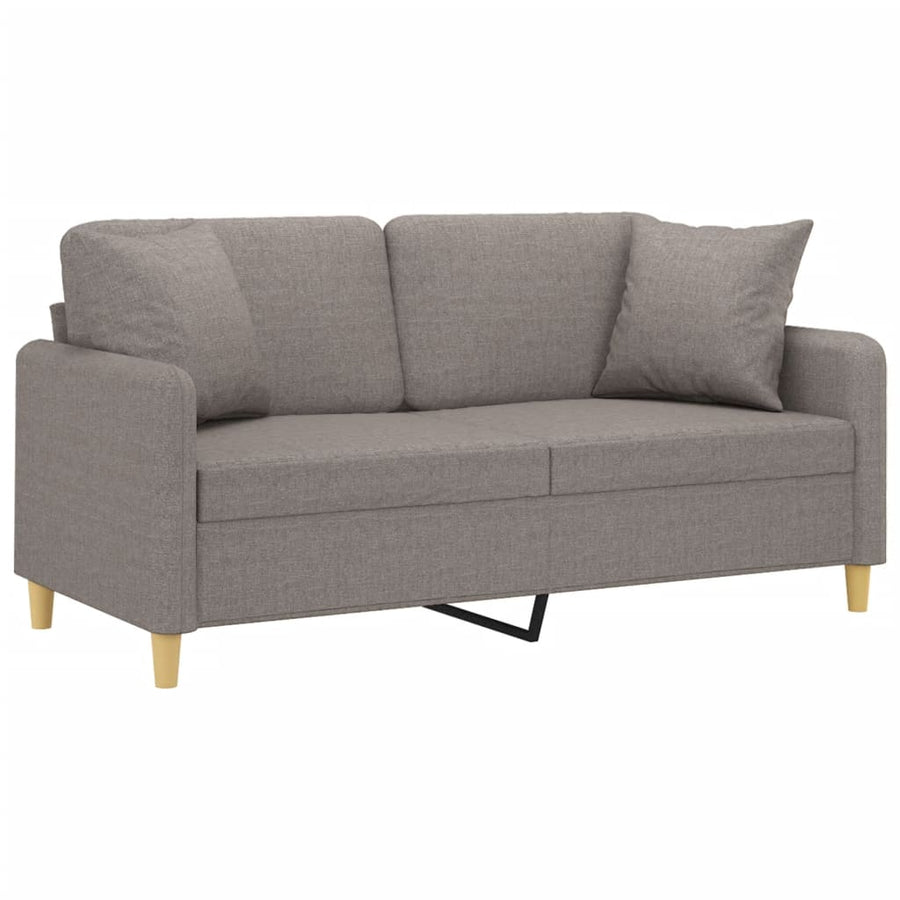 Tweezitsbank Met Sierkussens Stof 140 cm Taupe