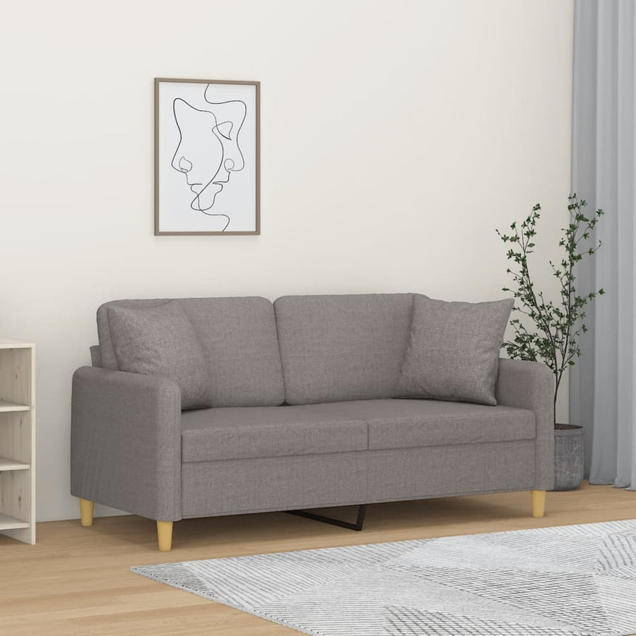 Tweezitsbank Met Sierkussens Stof 140 cm Taupe