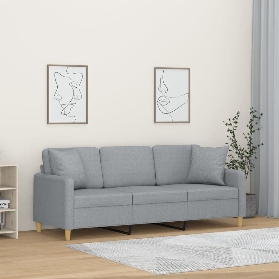 Driezitsbank Met Sierkussens Stof 180 cm Lichtgrijs
