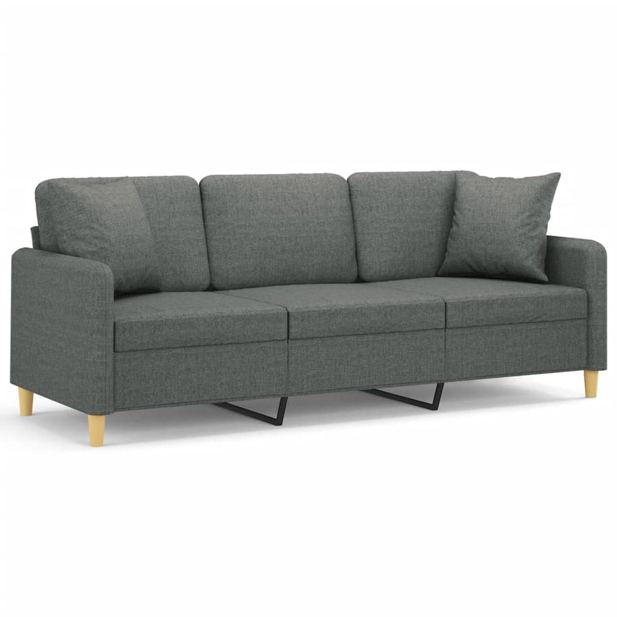 Driezitsbank Met Sierkussens Stof 180 cm Donkergrijs