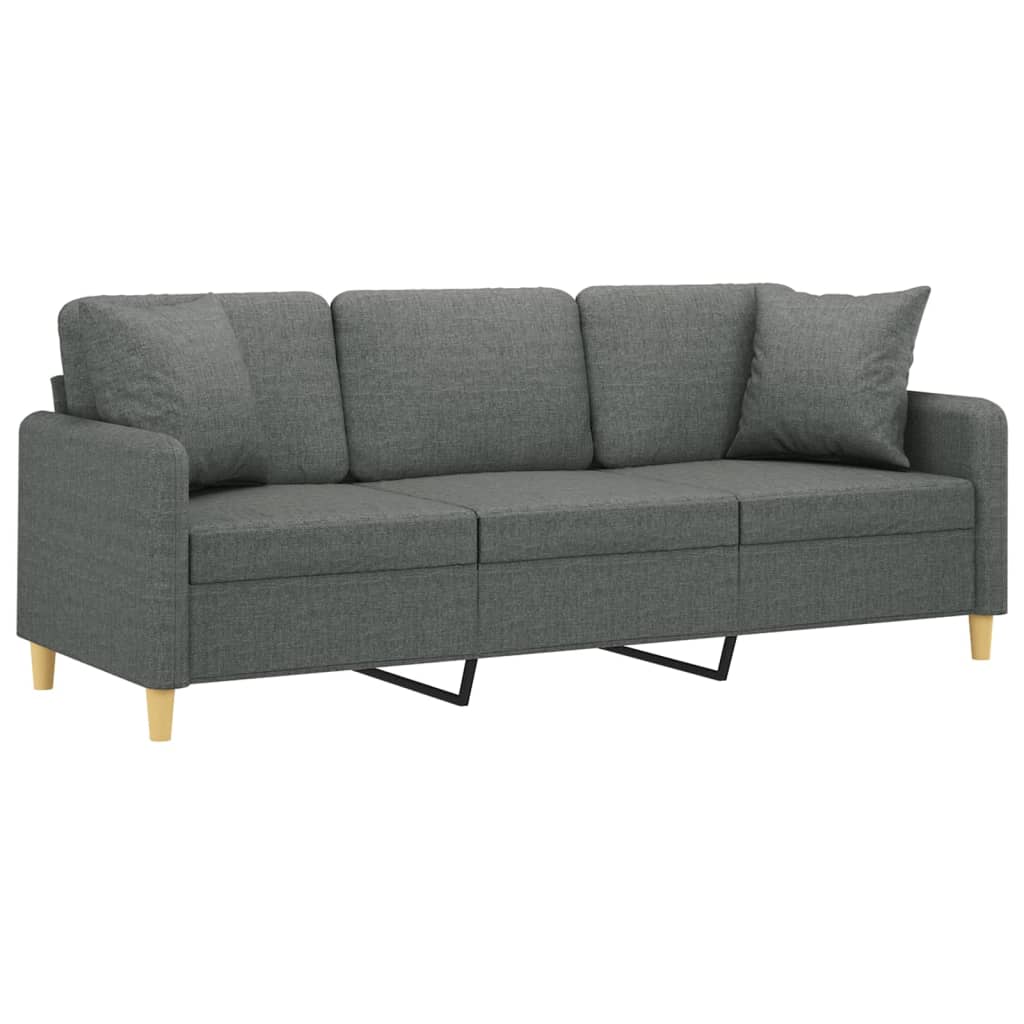 Driezitsbank Met Sierkussens Stof 180 cm Donkergrijs