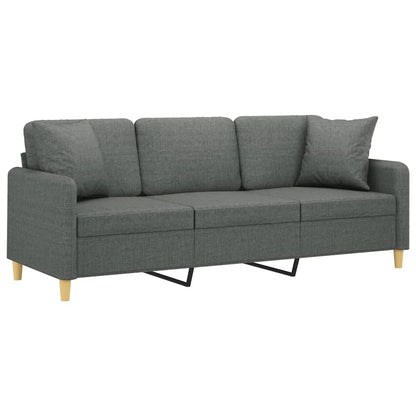 Driezitsbank Met Sierkussens Stof 180 cm Donkergrijs