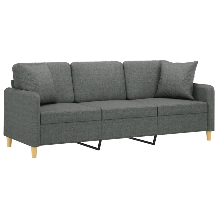 Driezitsbank Met Sierkussens Stof 180 cm Donkergrijs