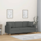 Three-seater sofa with decorative cushions 180 cm fabric dark grey