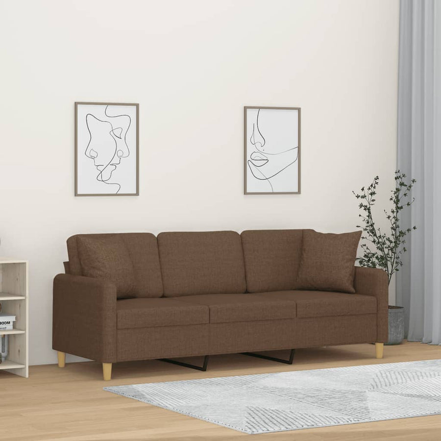 Driezitsbank Met Sierkussens Stof 180 cm Bruin