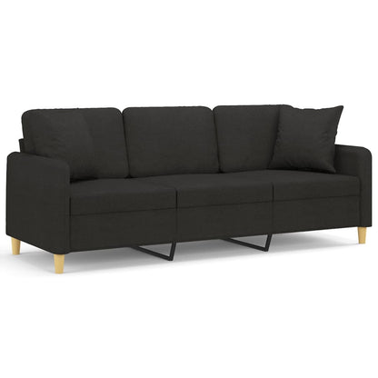 Driezitsbank Met Sierkussens Stof 180 cm Zwart