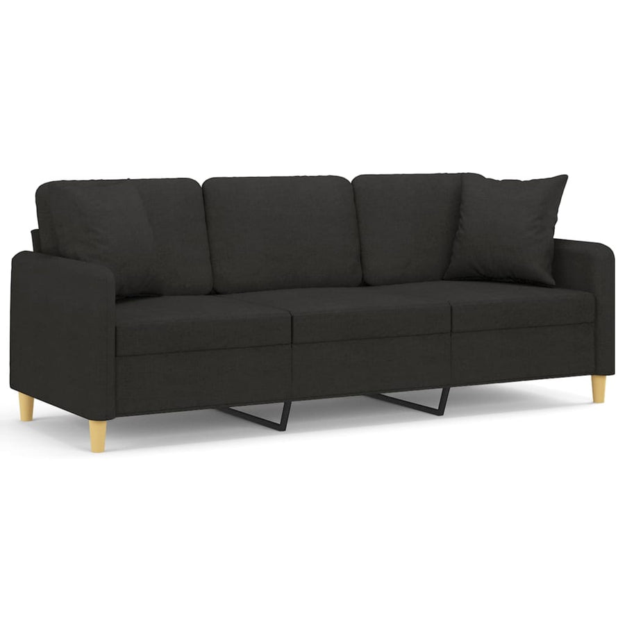 Driezitsbank Met Sierkussens Stof 180 cm Zwart